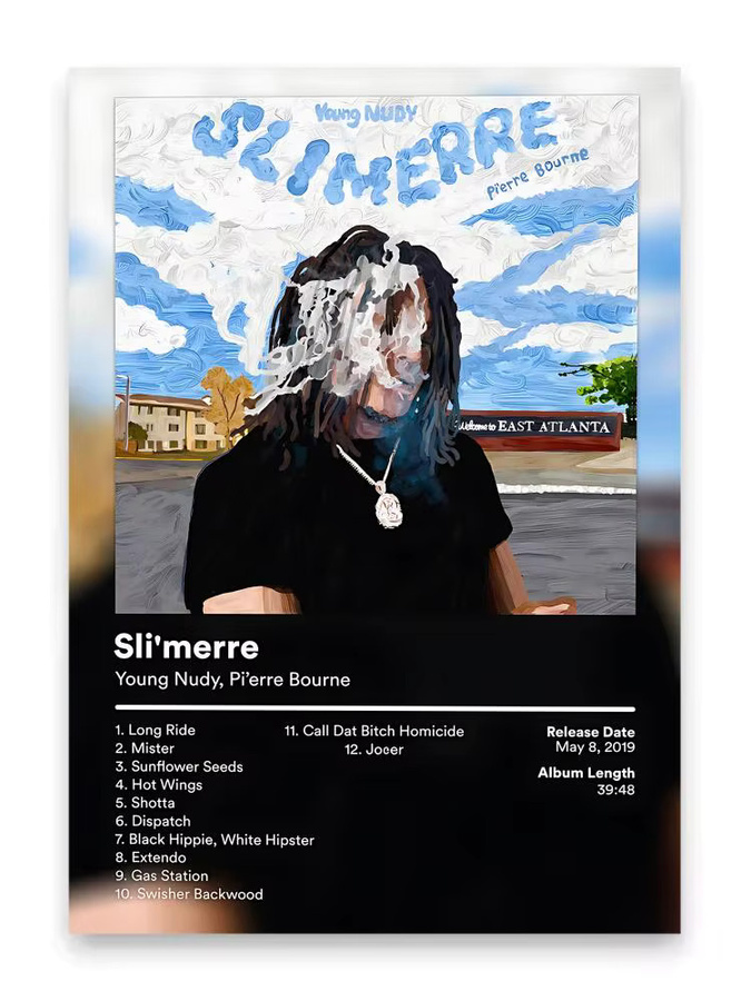 Y-Young Nudy Rapper Musikposter, selbstklebender Wanddruck aus Papier, schwarz/mehrfarbig, Rechteckig - Bild 5