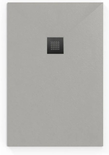 Swiss Aqua Technologies Duschwanne aus Gussmarmor in Grau, rechteckig und flach, inklusive Siphon und Füßen, B/T: 100 x 80 cm - Bild 1