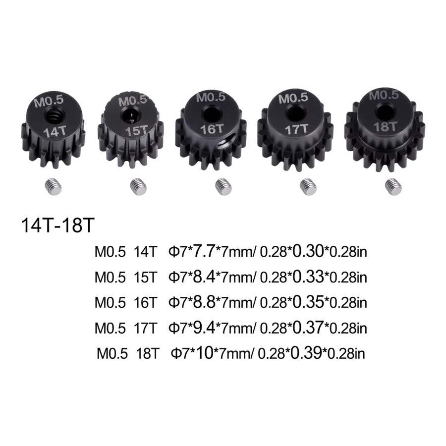 Fimonda Metallzahnrad, M0,5 2mm Schaft 14T-18T, für LOSI 1/18 1/24 Micro-B Buggy, RC Auto Motor Zubehörteil - Bild 3