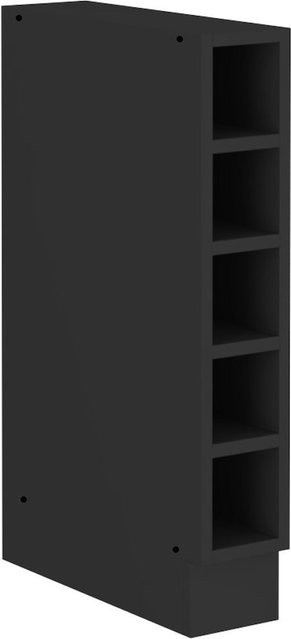 Küchen Unterschrank Regal Schwarz Matt mit verstellbaren Regalböden Breite: 15 cm - Bild 1