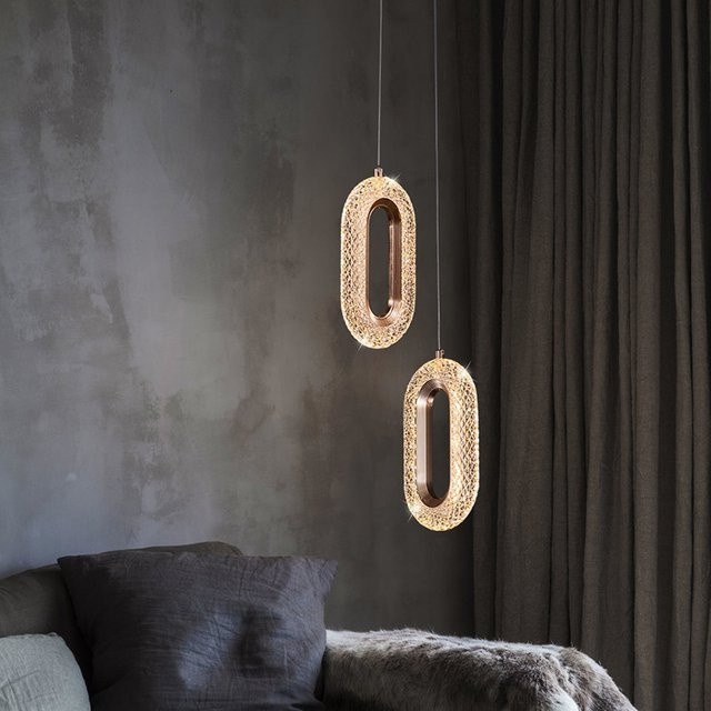 Wohnkultur Runway Form Luxus LED Pendelleuchte mit Acryl-Lampenschirm in Gelb und Gold - Bild 1