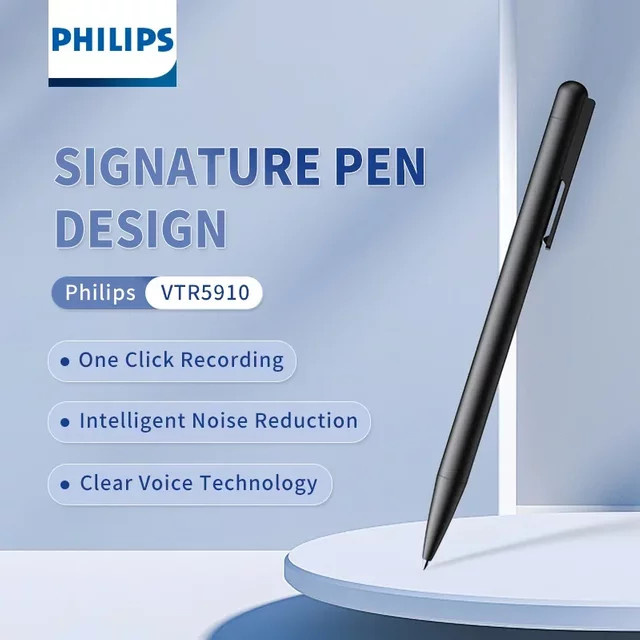 Philips VTR5910 Tragbarer Digitaler Sprachrekorder in Schwarz mit Austauschbarem Akku und Ein-Klick-Aufnahme - Bild 1