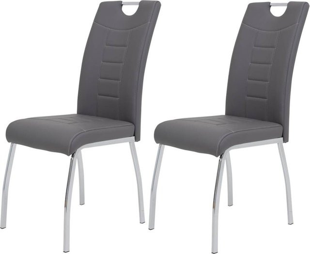 2er Set Stühle Hela in Grau aus Kunstleder und Metall, B/H/T: 43 x 100 x 64 cm - Bild 1