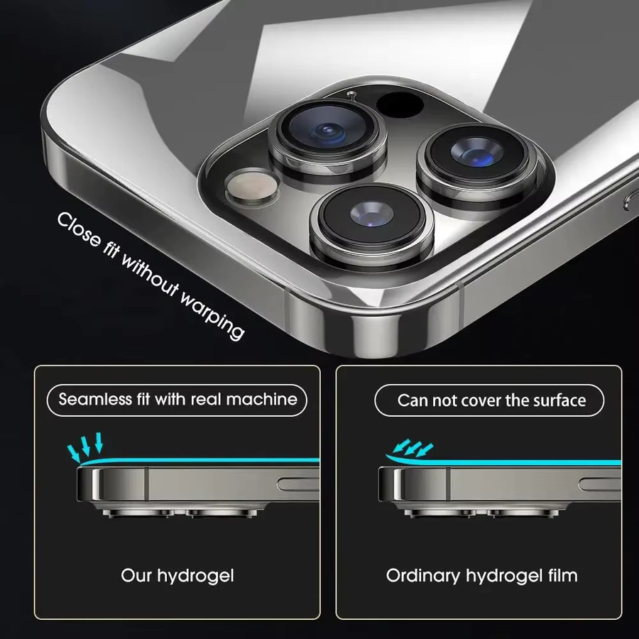 Hydrogelfolie Set für Apple iPhone 16 Pro, 16 Pro Max und 16E inklusive Randrahmen-Aufkleber für Rückseite und Seiten, transparent - Bild 4