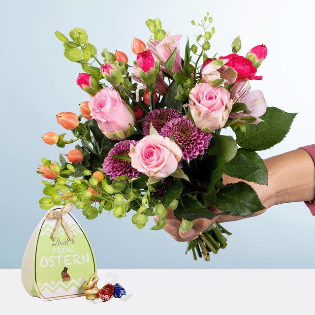 BLUME2000 Glücksbote mit Lindt Oster Überraschung Bouquet Ostern - Bild 1