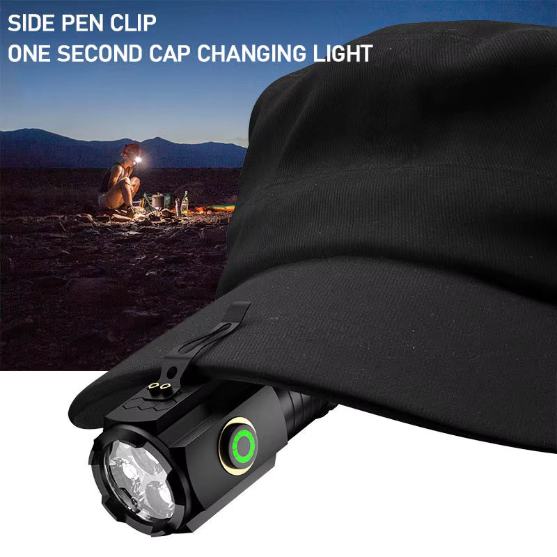 KDULIT Mini LED Taschenlampe mit 2000lm, wiederaufladbare EDC Fackel mit Magnet und Type-C, IP68 wasserdicht, Schwarz - Bild 6