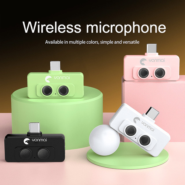 Basix Kabelloses Bluetooth Lavalier-Mikrofon mit USB-C für iPhone 17/16/15 Mini, winddichtes Mikrofon für Vlog-Audioaufnahmen in Schwarz oder Pink - Bild 1