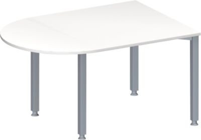 Schäfer Shop Genius Konferenztisch MODENA FLEX als Halbkreis mit 4-Fuß Quadratrohr in Weiß/Weißaluminium, B: 140 cm, T: 100 cm, H: 72-84 cm - Bild 1