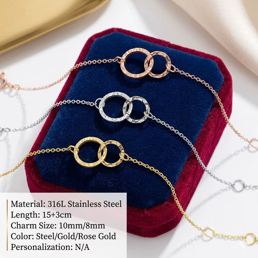 St.delan Armband, 316L Edelstahl, Doppel-Interlocking-Kreis, Damen - Bild 4