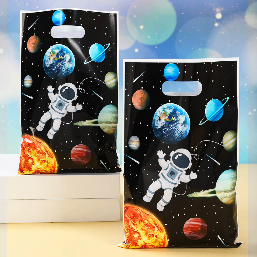 Wayfun Cartoon Weltraum Astronaut Party Geschenkverpackungstaschen für Kinder, Mehrfarbig, Kunststoff - Bild 2