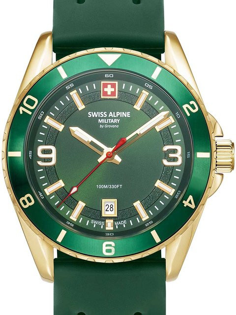 Swiss Alpine Military Herrenuhr, Quarz, Edelstahl, Grün, 42 mm, 10 ATM - Bild 1