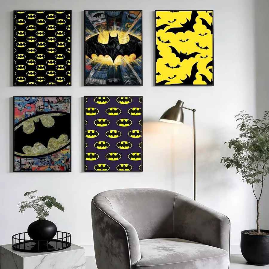 Warner Bros. Batman Logo Poster Aufkleber Vintage Kunstdruck Wanddekoration, B/H: 21,0 x 30,0 cm, Mehrfarbig - Bild 3