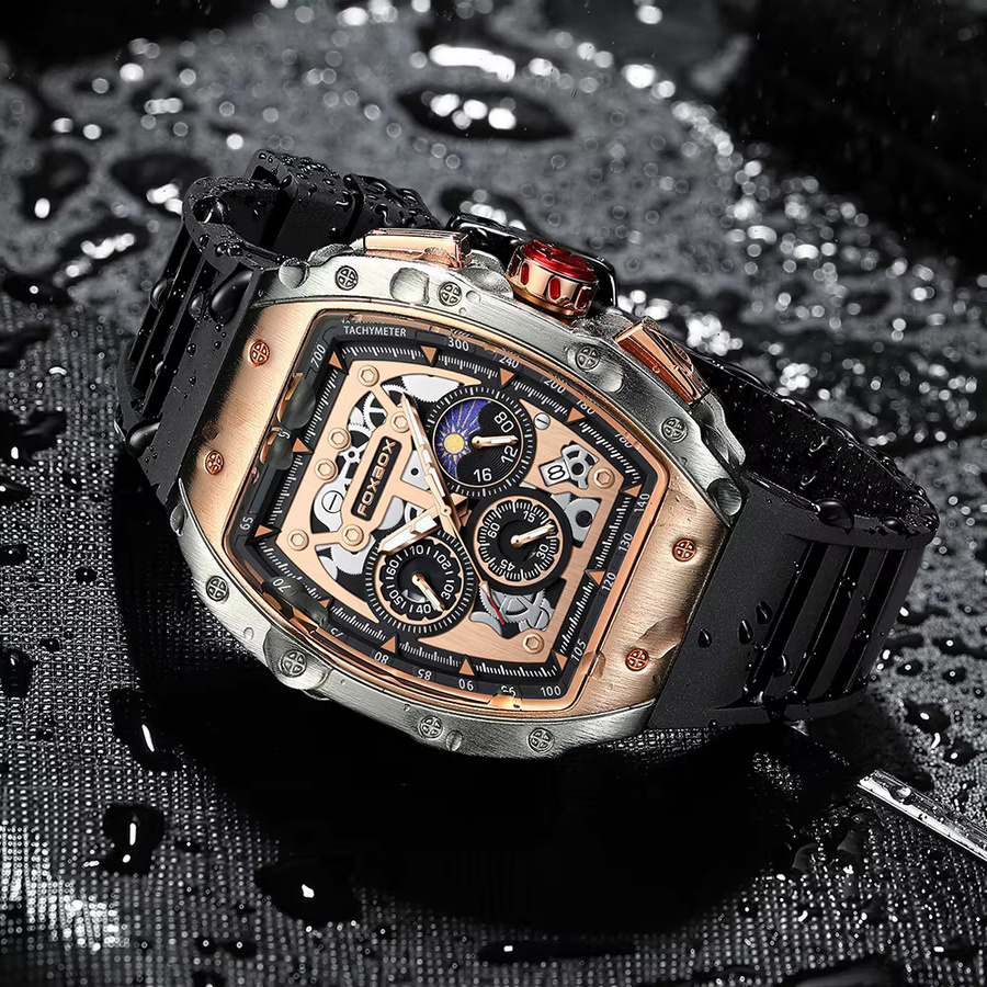 LIGE Armbanduhr Chronograph, Quarz, Silikon, Schwarz, Herren - Bild 2