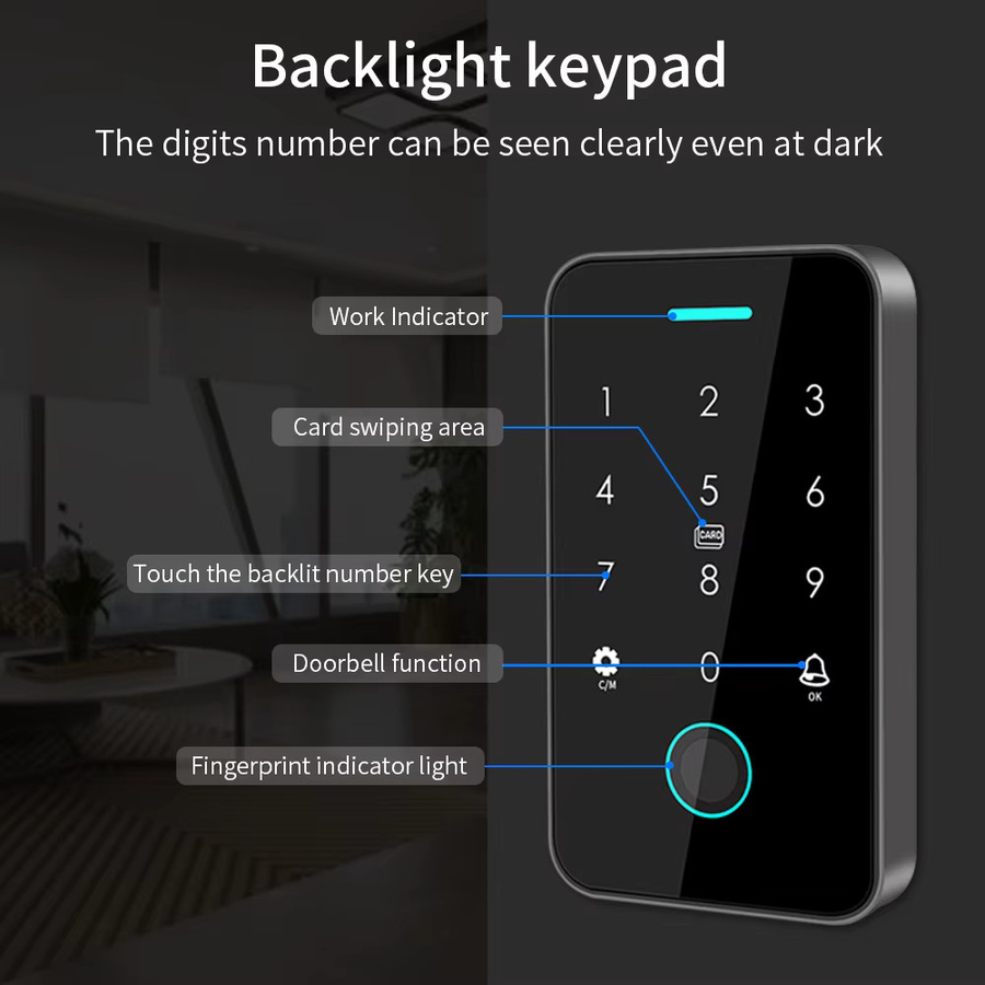 LUCKING DOOR RFID Türschloss mit NFC Bluetooth-Unterstützung, Tuya App, Tastatur und Hintergrundbeleuchtung, IP67 wasserdicht - Bild 5
