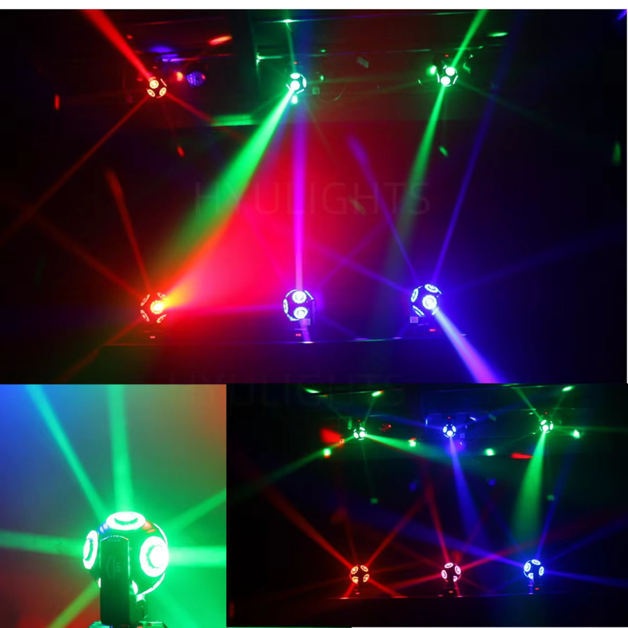 2 Stück HYULIGHTS LED Moving Head 8x15W RGBW 4in1 mit Halo RGB 3in1 Football Light Effekt, Schwarz - Bild 5