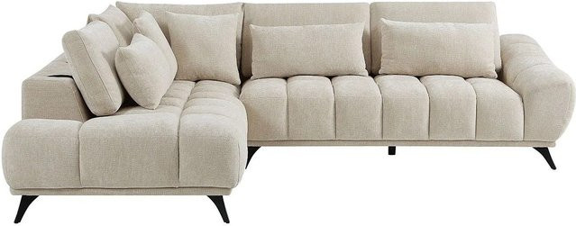 Maviro Ecksofa in Beige mit L-Form und Stoffbezug, Breite: 285 cm - Bild 1