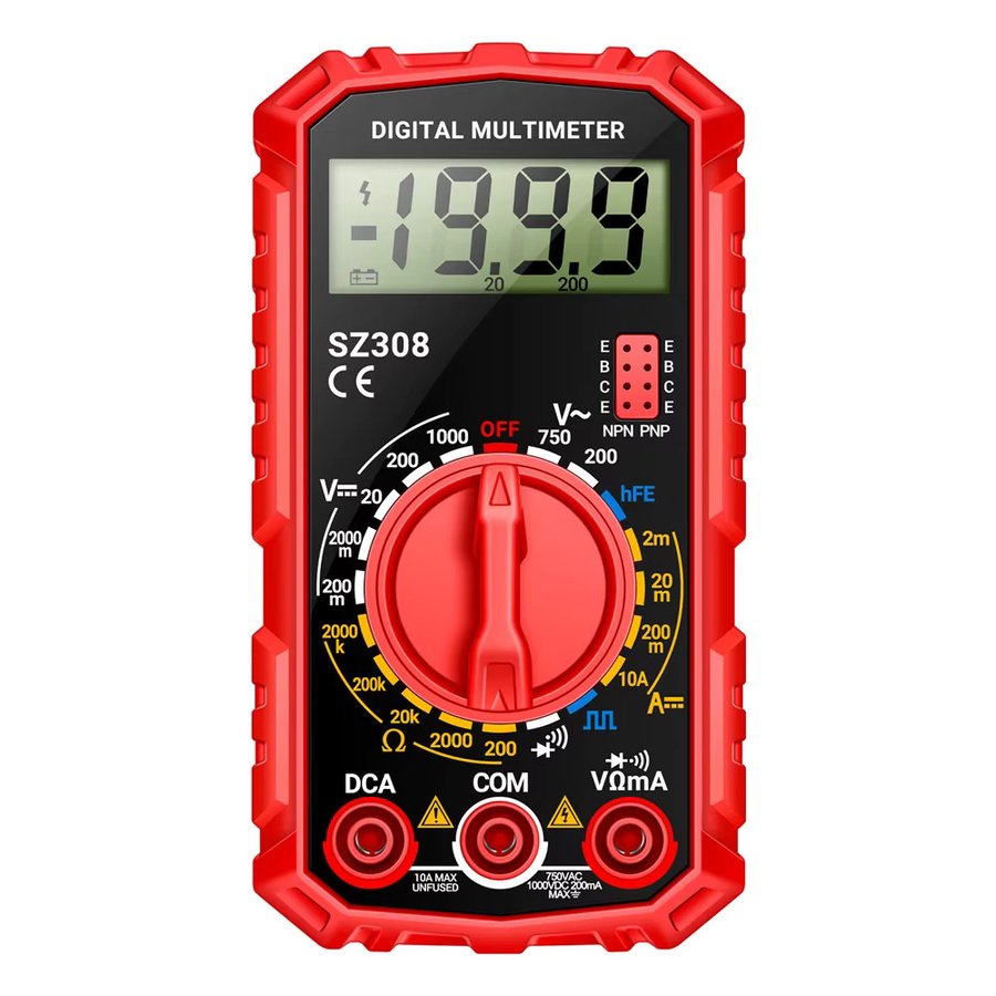 ANENG SZ308 Digitales Multimeter in Schwarz und Rot für AC/DC-Spannung, Strom, Widerstand, HFE, Triode, Diode, Buzzer und Rechteckwellenmessung - Bild 6
