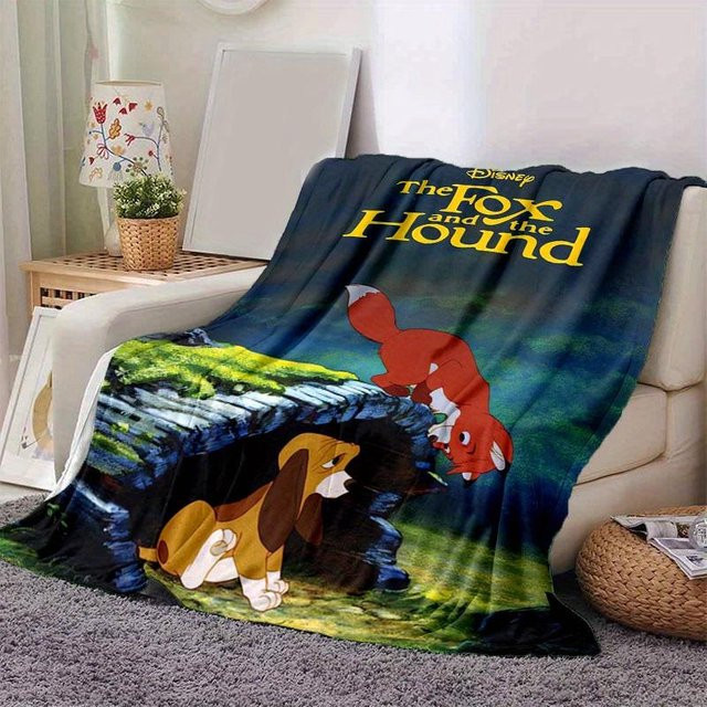Disney Der Fuchs und der Hund Flanell Überwurfdecke, weiche Decke für Sofa und Bett, Mehrfarbig, B/H: 80 x 120 cm - Bild 1