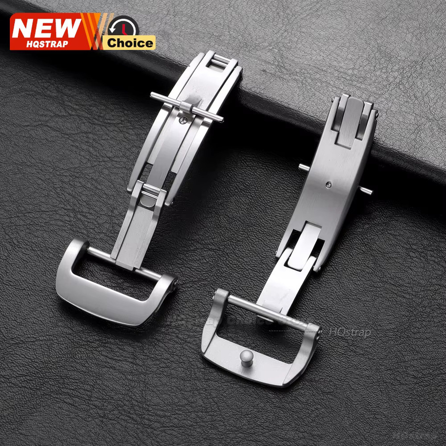 HQstrap Uhrenarmband-Verschluss Falttaste, Edelstahl, Silber, 18 mm, 20 mm - Bild 5