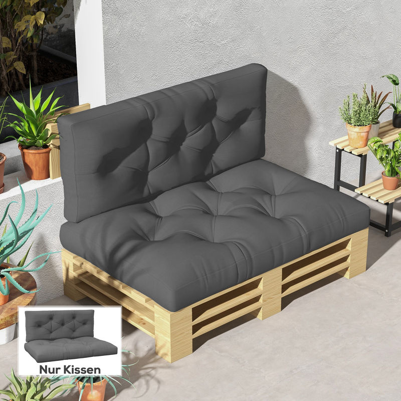 Outsunny 2 Sitzer Palettenkissen Dunkelgrau, wasserabweisende Bankauflage mit UV-Schutz, B/T/H: 120 x 80 x 12 cm - Bild 2