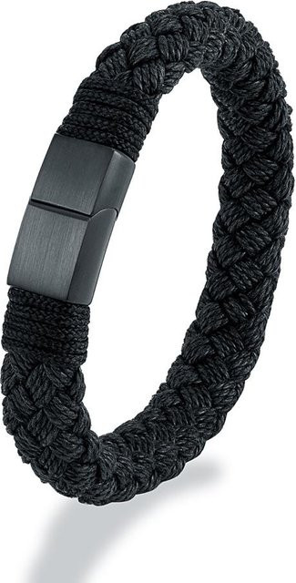 Armband Herren, Seilarmband Edelstahl, schwarz, 23 cm - Bild 1