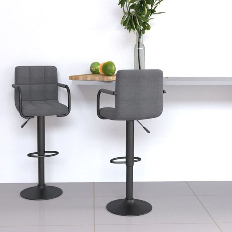 Set aus 2 Barhockern von Vidaxl in Grau mit Stoffbezug und Stahlgestell im modernen Design - Bild 1