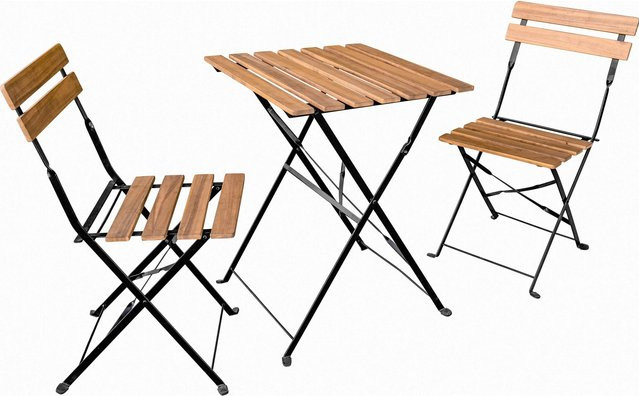 3-teiliges Balkon-Set Acari aus Akazienholz und Stahl in Braun und Schwarz - Bild 1
