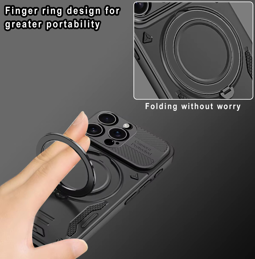 Rüstung stoßfeste Handyhülle mit rotierendem magnetischem Ring für Apple iPhone kompatibel mit MagSafe in Rot und Schwarz - Bild 4
