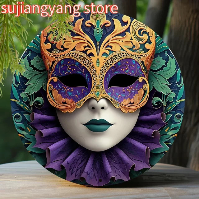 Potdemiel Wanddekoration De Lis Mardi Gras Kranz in Silbergrau, kreisförmige Blumenmalerei für dein Wohnzimmer, Durchmesser: 20 cm - Bild 1