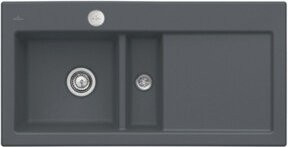 Villeroy & Boch Spüle Subway in Grau mit Ablaufgarnitur und Exzenter, Aufsatzspüle aus Keramik, Breite: 60 cm - Bild 1