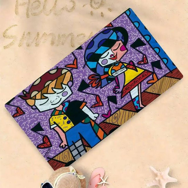 Britto Cartoon Strandtuch für Kinder und Mädchen, Kawaii Design, Mehrfarbig, B/H: 40 x 70 cm - Bild 1
