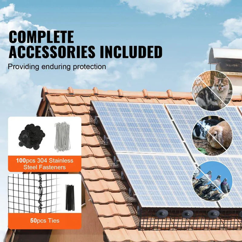Buying Solutions Solarpanel-Vogelschutz und Nagetierschutz Rollen-Kit in Schwarz mit 100 Aluminiumlegierungs-Befestigungselementen und PVC-Beschichtung, B/H: 30,48 x 203 cm - Bild 4