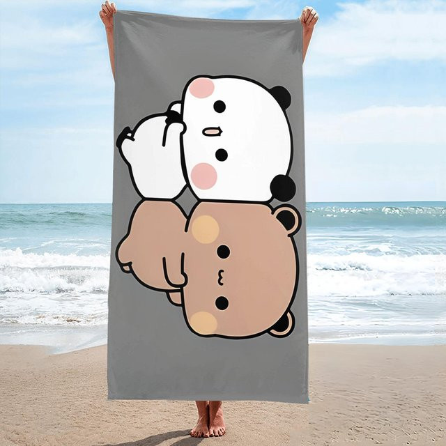 JMG Household Supplies Strandtuch Panda Bär, Grau, Polyester, B/B: 80 x 160 cm - Bild 1