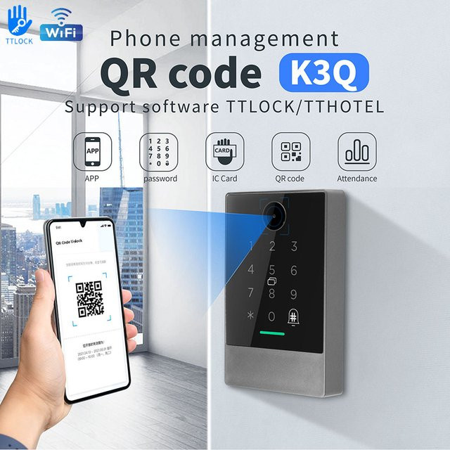 LUCKING DOOR WLAN QR-Code-Lesegerät mit NFC und RFID für die Zugangskontrolle, IP67 wasserdicht, kompatibel mit TTLOCK, Alexa und Google Home - Bild 1