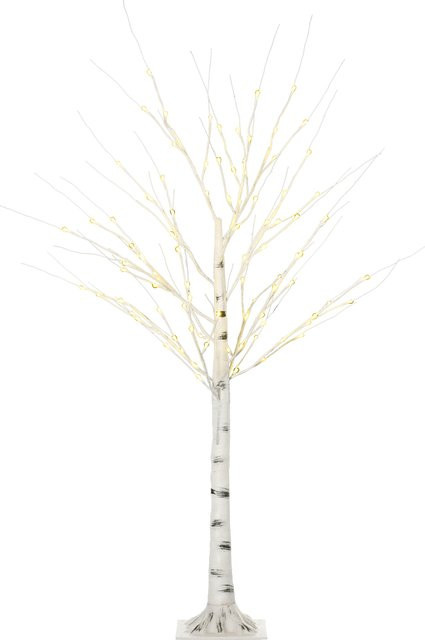 HOMCOM Kunstbirke mit LED-Beleuchtung in Warmweiß, 150 cm Höhe, weiße Weihnachtsdeko für Hochzeit und Party - Bild 1