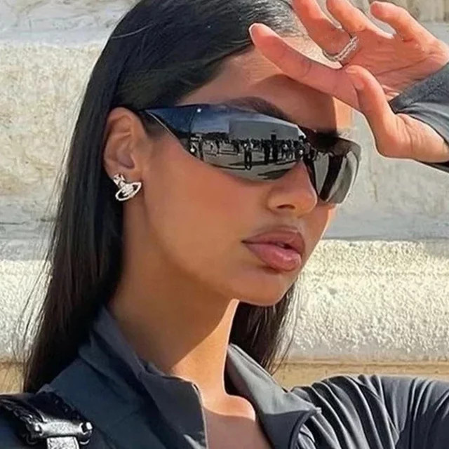 Unregelmäßige Hip Hop Sonnenbrille, Unisex, rectangular, black, plastic - Bild 1