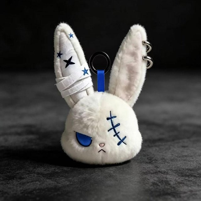 Schlüsselanhänger Hase Plüsch, grau, Kinder - Bild 1