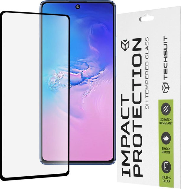 Techsuit Displayschutzfolie aus gehärtetem Glas für Samsung Galaxy S10 Lite G770, Full Glue, Schwarz - Bild 1