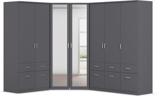RAUCH BLUE Eckschrank Bremen 7-türige Eckschranklösung in Graumetallic mit Spiegel und integrierten Schubladen für dein Schlafzimmer - Bild 1