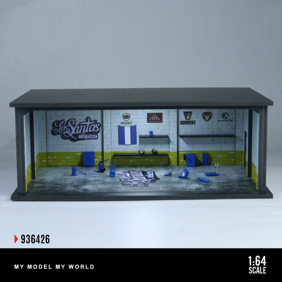 GSF GTA-Inspirierte Szenen-Diorama, Auto-Garagenmodelle, 1:64, mit LED-Beleuchtung & Staubschutzabdeckung - Bild 2
