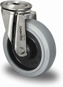 CASCOO Rückenlochlenkrolle Serie R4E2 aus Edelstahl mit Kugellager, Durchmesser: 125 mm - Bild 1