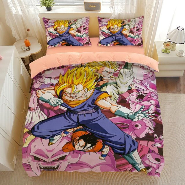 Dragon Ball Bettwäsche-Set von Binchi Fitness mit Goku Super Saiyan Motiv, 3D-Druck, mehrfarbig, Bettbezug und Kissenbezug aus Mikrofaser, Breite: 210 cm, Höhe: 210 cm - Bild 1