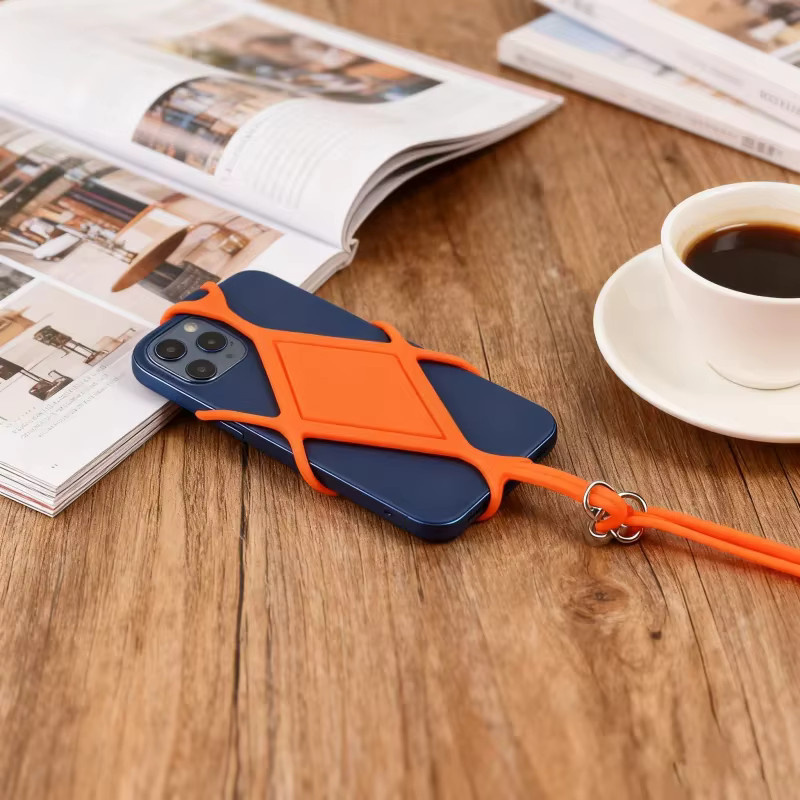 WSSHE Silikon-Handy-Lanyard in Orange mit verstellbarem Riemen als Smartphone-Halskette und Sling-Hülle für iPhone 12/13/14, Xiaomi und Samsung - Bild 4