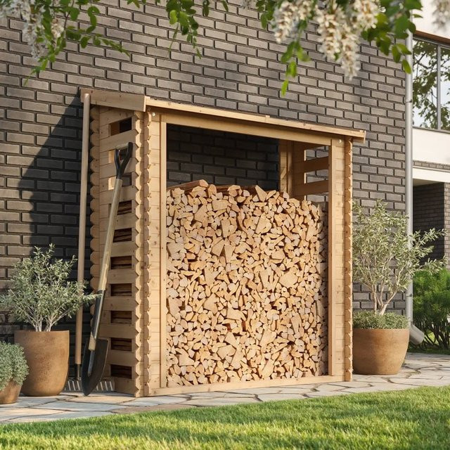 Intergard Kaminholzregal aus imprägniertem Kiefernholz in Braun, B/T/H: 70 x 70 x 200 cm - Bild 1