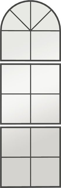 HOMCOM Wandspiegel dreiteilig in Schwarz mit Metallrahmen, dekorativer bogenförmiger Fensterspiegel für Badezimmer und Wohnzimmer - Bild 1