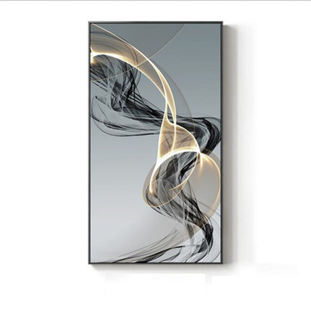 TPFLiving XXL Riesen Luxus Poster Leinwand mit abstrakten Linien und Formen in Weiß, Blau, Grau, Beige und Schwarz, Breite: 40 cm, Höhe: 160 cm - Bild 1