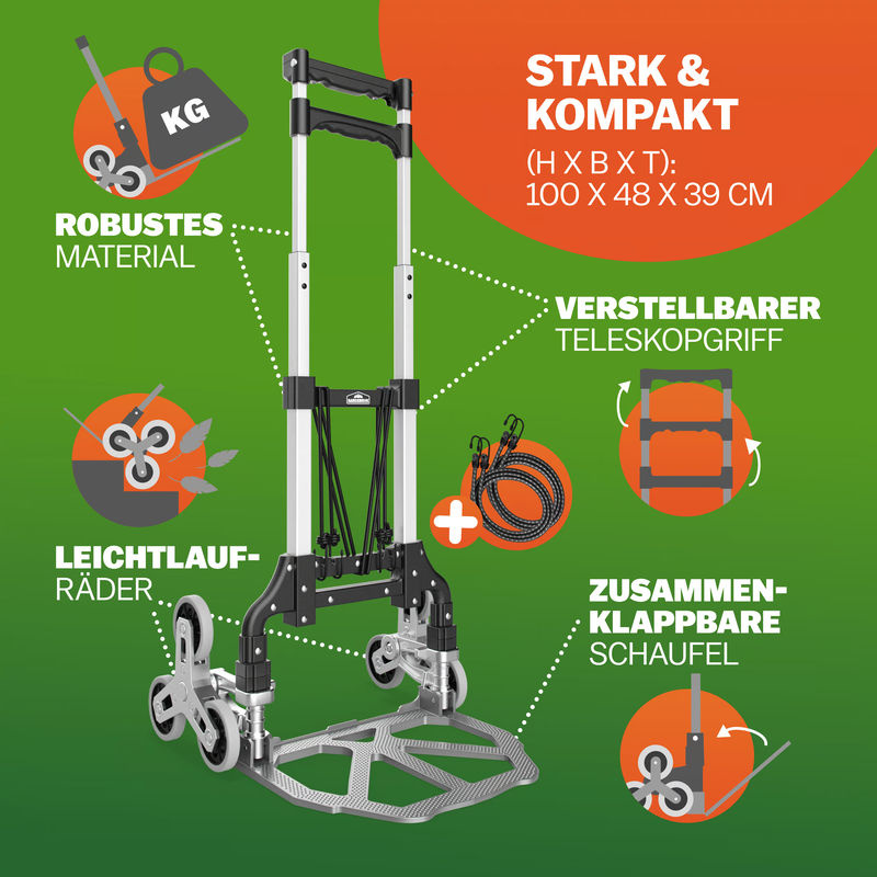 Gardebruk Treppenkarre aus Aluminium in Silber/Schwarz, höhenverstellbar, Tragkraft 80 kg - Bild 2