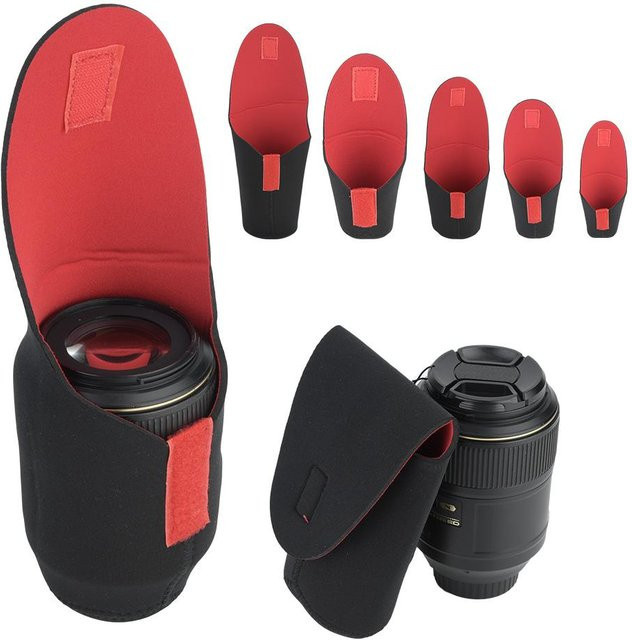 Andoer Kamera Objektiv Lagerung Tasche Set, 5 Stück stoßfeste Schutzhüllen für SLR, Schwarz - Bild 1