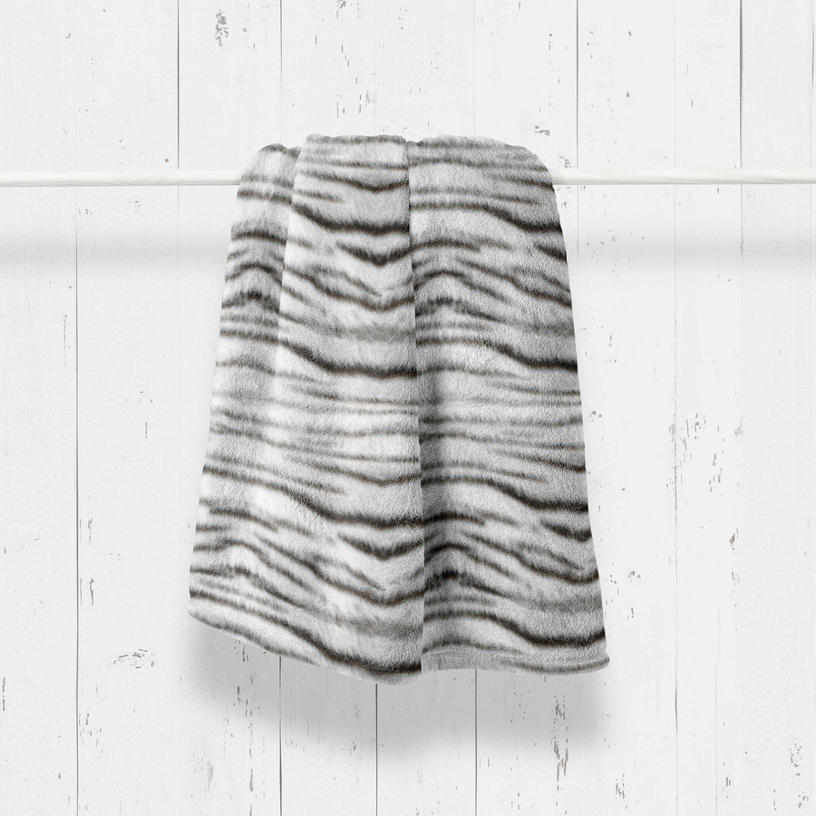 Zo! Home Microfaser-Flausch-Decke Kuscheldecke Plaid Sibirian White Tiger, Farbe: Weiß, B/H: 140 x 200 cm - Bild 1