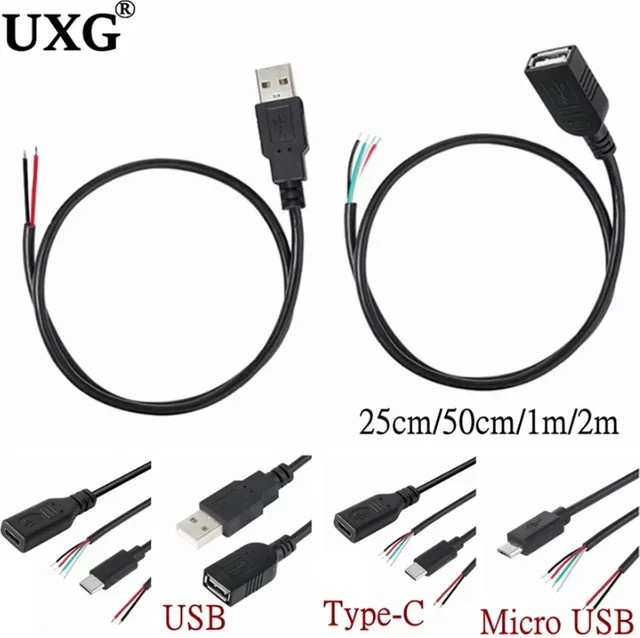 UXG Micro-USB auf USB-C Verlängerungskabel, 4-polig, Schwarz - Bild 1